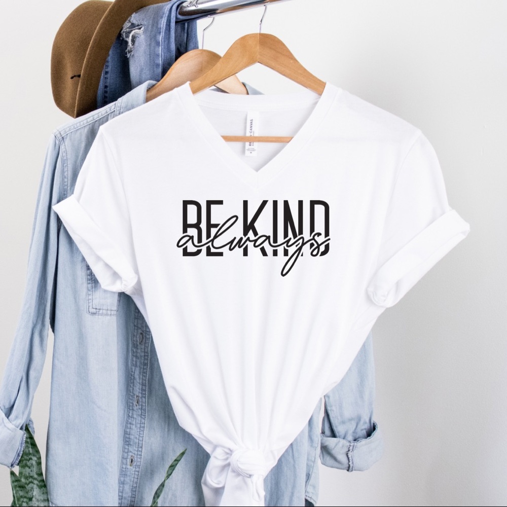 New Boutique Bella and Canvas “Be Kind Always” tee shirt white and black soft